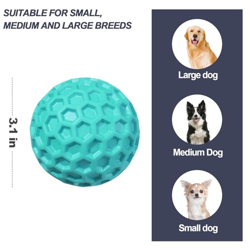 Squeaky Dog Balls, Indestructible Dog Toys for Aggressive Chewers Large/Medium Breed, Natural Rubber Interactive Chew Toys for Teeth Clean, Relieves Anxiety (Light Blue) - color: Light Blue