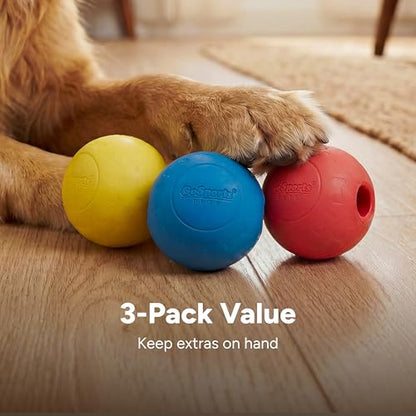 GoSports Pets Solid Rubber Dog Balls - Heavy Duty for Aggressive Chewers - 3 Pack, 2.5 Inch
