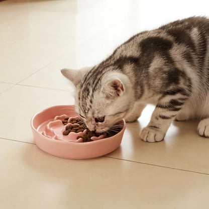 Small Slow Feeder Cat Bowls 4PCS Anti-Choking Puzzle Slow Feeding Dog Bowls with Non-Slip Base, Interactive Slow Feeder for Small Breeds, Bloat Prevention Maze Dish, 1 Cup Capacity