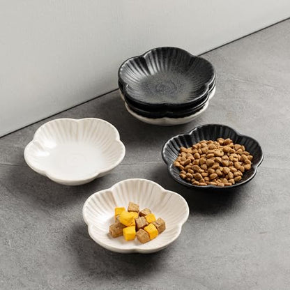 Cat Food Bowls, Ceramic Cat Plates, Dish for Food, Water and Snack, 4.72 Inch, Indoor and Outdoor Use, Kitten Puppy and Small Animals Bowls Set of 3 (White) - color: white