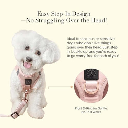 The DOGISTRY - SoHo Dog Harness - Blush Pink - Award-Winning Luxe No-Pull Design - Crafted for Style, Ease & Innovation - XXS (2–3 lbs) - size: XX-Small