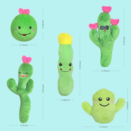 Catnip Cat Toys Cactus Crinkly Sound 5 Pack Interactive Chew Kitten Cat Toys for Indoor Cats Exercise Cat nip Toy to Stimulate Play & Reduce Boredom