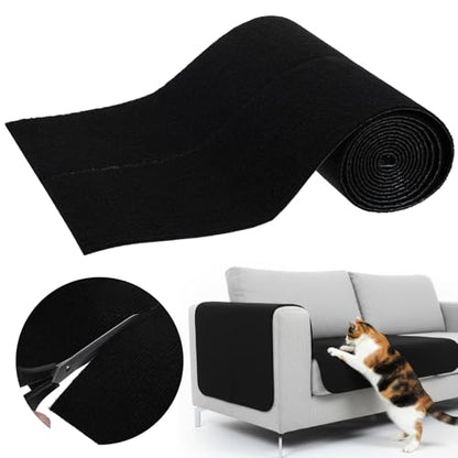 Cat Scratch Mat, Adhesive Trimmable Cat Scratching Climbing Carpet Mat Replacement for DIY Cats Tree Shelf Couch Corner Wall Cats Scratcher Furniture Protector (Black, 120 x 15.8 Inches)