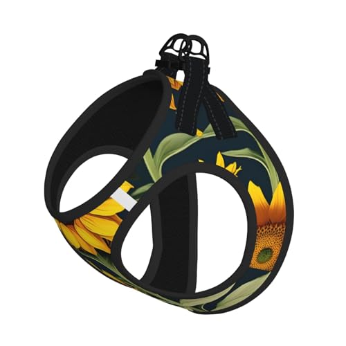 Wild Flower Sunflower Printing Dog Summer Harness,Soft Light Puppy Vest,Breathable Pet Harness Reflective for Easy Walking - color: Without Accessories, size: Large