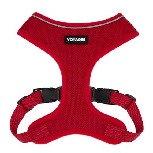 Voyager Aerolite Over The Head Dog Harness, No Pull Breathable Air Mesh Vest, Quick Dry with Reflective Stitching, Adjustable Escape Resistant Harness for Small Medium Large Dogs - Red, Small - color: Red, size: S