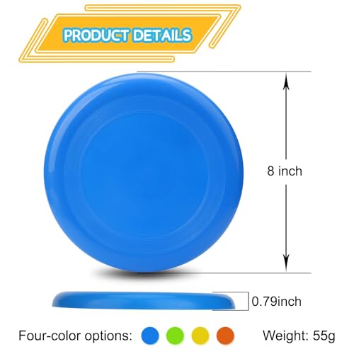 Amarlozn Jumbo 8" Flying Disc Toys for Kids Adults, 8 Pack Flying Sport Yard Ring Toy for Outdoor Beach Accessories Backyard Lawn Park, Toss and Catch Game Sports Toy for Boys Girls