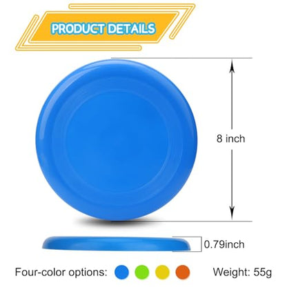 Amarlozn Jumbo 8" Flying Disc Toys for Kids Adults, 8 Pack Flying Sport Yard Ring Toy for Outdoor Beach Accessories Backyard Lawn Park, Toss and Catch Game Sports Toy for Boys Girls