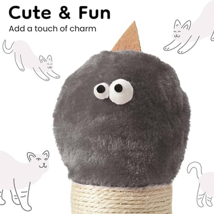 Cat Scratching Post 22'', Scratching Post with Extra Wide 12" Heavy Duty Base for Indoor Kitty, Scratching Post with Natural Sisal & Velvet Fabric for Small, Medium Cat, Grey - color: Grey