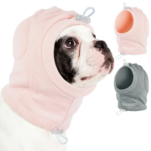 MIGOHI Medium Dog Anxiety Ear Hoodie Muffs - Breathable Dog Ear Protection with Soft Pad, Anxiety Relief for Dogs,Ear & Head Cover for Separation, Vet Visits, Grooming,L,Pink - color: Pink, size: L