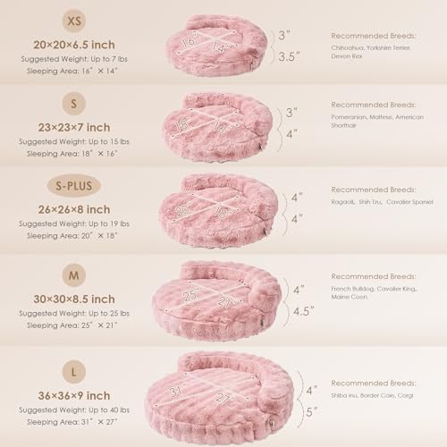 EHEYCIGA Soft Dog Couch Bed for Large Dog, Fluffy Medium Dog Bed with Removable Washable Cover, Bolster Pet Sofa, Waterproof and Non-Slip, 36" x 36"x 9", Pink - color: Pink, size: 36"L x 36"W x 9"Th