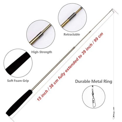 Interactive Cat Wand Toy Set, 11 Pcs with 2 Retractable Wands & Feather Refills, Indoor Chase and Exercise Teaser for Cats