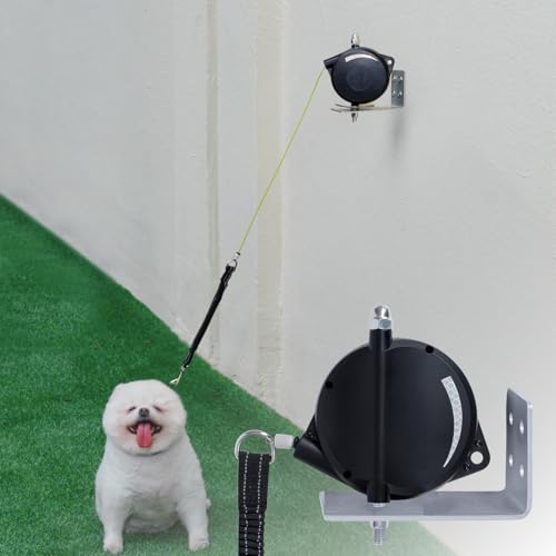 Heavy Duty Wall Mount Retractable Dog Tie out Cable for Small to Large Dogs-No Tangle Tie out Rope for Secure Yards/Garden-Heavy Duty Retractable Dog Leash-Ultimate Line for Outside Extends to 16.5 Ft - style: Wall Mount