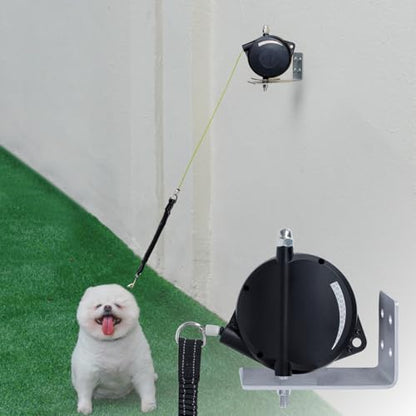 Heavy Duty Wall Mount Retractable Dog Tie out Cable for Small to Large Dogs-No Tangle Tie out Rope for Secure Yards/Garden-Heavy Duty Retractable Dog Leash-Ultimate Line for Outside Extends to 16.5 Ft - style: Wall Mount