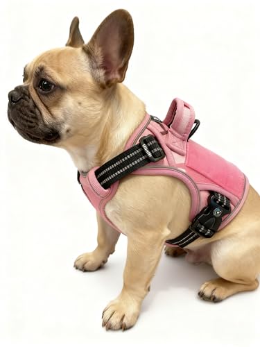 Tactical Dog Harness for Medium & Large Dogs, Camo Pink Adjustable No-Pull Control with Handle, Heavy Duty Reflective Vest - Size S - color: CAMO PINK, size: S