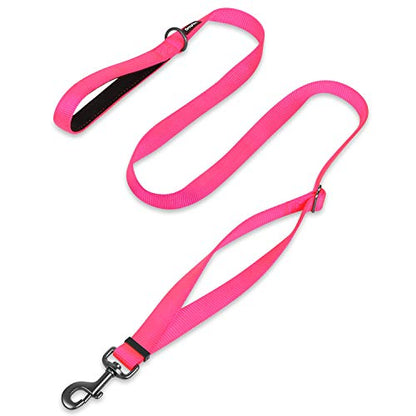 Pets Premium Adjustable 6 Feet Leash with Super Soft Neoprene Padded Handle - Heavy Duty Nylon Lead for Medium Large Giant DogsTraining and Daily Use. (Large, Hot Pink) - color: Hot Pink, size: Large Adjustable 6 Feet