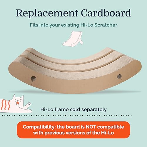 Hepper Hi-Lo Cardboard Replacement - Corrugated Cat Scratching Board Refills Includes 3 pcs of Scratching Pads for Indoor Cats with Curved Design - Easy Assembly into 1 Replacement Cat Scratching Pad - size: Hepper Hi Lo Scratcher Replacement Cardboard