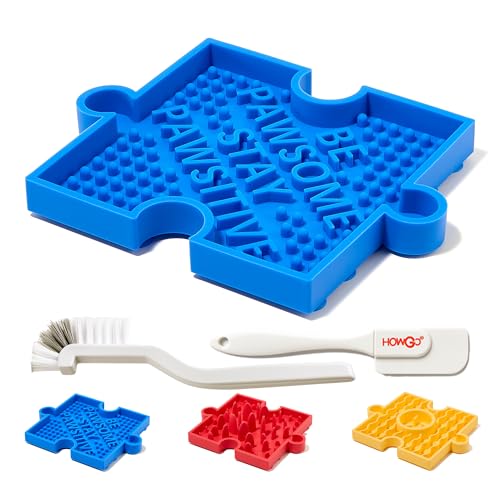 Puzzle Slow Feeder Lick Mat for Dogs, 38+ Suction Cups | Non-Slip Heavy Duty Maze Enrichment Bowl BPA-Free Silicone | Reduce Boredom Anxiety Free Combination (1PC, Blue) - color: 1 Blue - Rocks