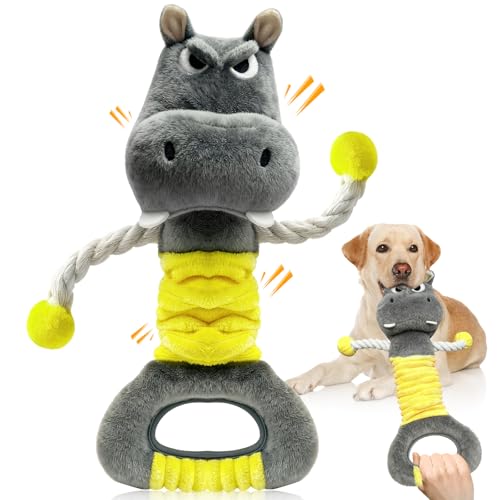 Fuufome Large Squeaky Plush Dog Toys for Small, Medium, and Large Dogs Daily Companionship, Training, Tug of War Puppy Toys to Keep Them Busy - color: Yellow
