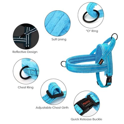 Didog Soft Flannel Padded Dog Vest Harness, No Pull/Quick Fit Reflective Dog Strap Harness, Easy for Training Walking (XS:Chest 15-18", Blue) - color: Blue, size: XS:chest 15-18"