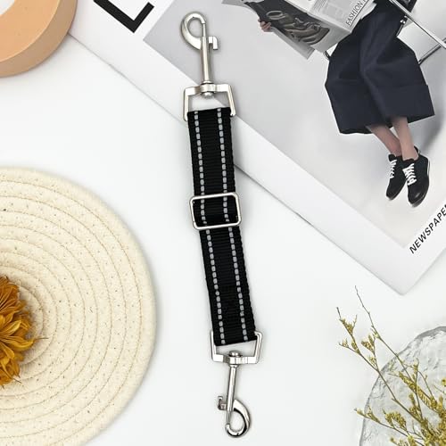 Dual-Clasp Dog Collar Safety Connector, No-Pull Harness-to-Collar Clip, Pet Extension Leash for Training & Walking