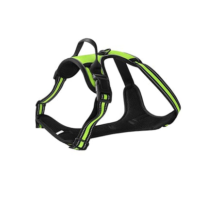 Green No-Pull Dog Harness with 2 Leash Clips，Soft Padded Vest for Medium Dog, Adjustable Reflective Dog Vest Easy to Put on and Take Off, (Neck: 14"~20", Chest: 21"~27", Green M) - color: Green, size: Medium