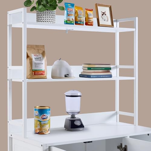 Garvee Cat Litter Box Enclosure with Shelves, 52'' Large Hidden Cats Furniture for Most Litter Box, Wood Enclosed Dog Proof Cat Kitty Cabinet with Scratch Mat White - color: White-1