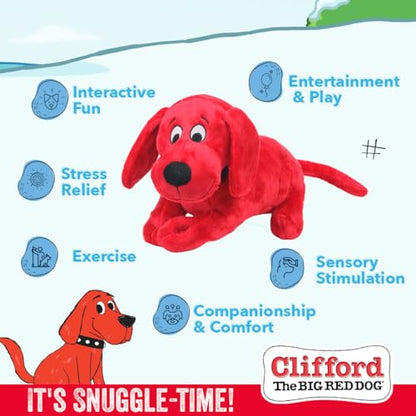 Clifford® Snuggle Buddy Plush Dog Toy | Cozy Dog Stuffed Animals Play Toy for Medium to Large Dogs | Comfort, Squeakers, Crinkle, Interactive Bonding - color: Red
