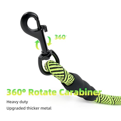 Mile High Life Comfortable Padded Handle Dog Leash - Mountain Climbing Rope Leash, Heavy Duty 4 Feet (Black Lime Green) - color: Climbing Rope - Lime Green, size: 4 Feet