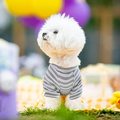 Dogs PJS Clothes for Small Dogs Girl Puppy Pajamas Long Sleeved Onsie Warm Coats Jumpers Outfits - color: GREY, size: M(Back9.8", Weight4-6.5 lbs)
