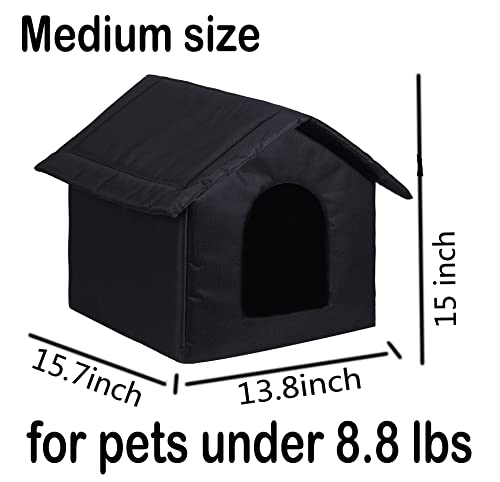 Cat Houses for Outdoor Cats, Weatherproof Outdoor House for Feral Cats, Warm Stable Stray Cats Shelter in Winter Black Medium - style: Black cat house
