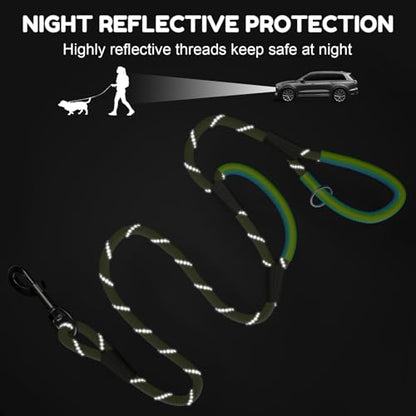 Dog Leash Heavy Duty 4/5/6ft XiaZ 2 Handles Dog Leashes for Medium Large Dogs 1/2 Inch 1000lb Strength Reflective PVC Waterproof-Handles Metal Hook Dual-Handle Rope Leash Nighttime Safety - color: Green, size: 5FT (1/2")