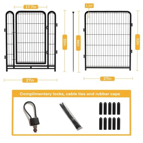 Getlay Tall Garden Fence, 32 in(H) Dog Fence Outdoor for Yard. 12 Panels Total 26.6 Ft(L) Puppy Playpen, Suitable for Indoor or Outdoor Use Play Pens for Puppys, Large Dog Pen, Fences for Garden