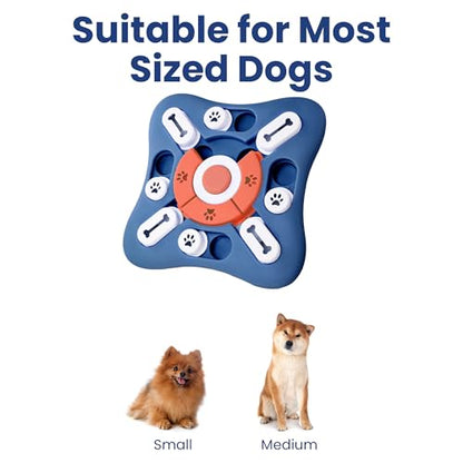 PAWSPIK Interactive Dog Puzzle Toy – Treat Dispensing Slow Feeder for Dogs, Mental Enrichment Toy with Squeaker & 16 Compartments – Durable, Non-Slip, Dishwasher Safe – Light Blue (Orange and Blue) - color: Orange and Blue