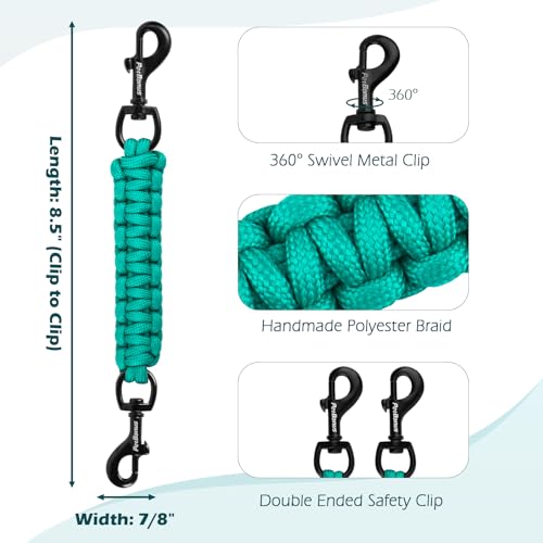 Dog Collar Safety Clip, Handmade Backup Safety Strap for Dog Harness, Prong, Pinch Collar, Double Ended Clasp Leash Connector (Turquoise) - color: Turquoise