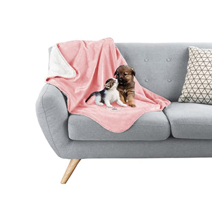 Waterproof Pet Blanket - 30x40-Inch Reversible Sherpa Fleece Throw Protects Couches, Cars, and Beds from Spills, Stains, and Fur by PETMAKER (Pink) - color: Pink, size: X-Small