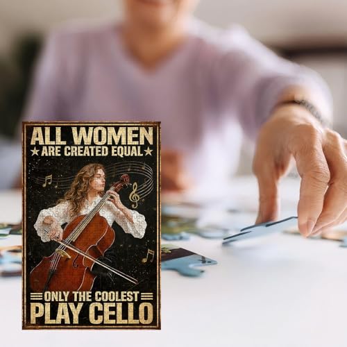 300 Pieces Jigsaw Puzzles for Adults, All Women are Created Equal Only The Coolest Play Cello Art Puzzle, Stress Relief Logical Thinking Brain Teaser Puzzle 15.7x11 Inch - color: Wooden Puzzle1, size: 300 Piece pcs