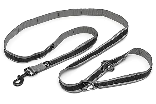 Kurgo 6 in 1 Quantum Leash, Hands Free Leash for Dogs, Running Belt Lead, Crossbody & Waist Belt Style, Reflective, Carabiner Clip, for Training, Hiking, or Jogging, 4 Colors - color: Black