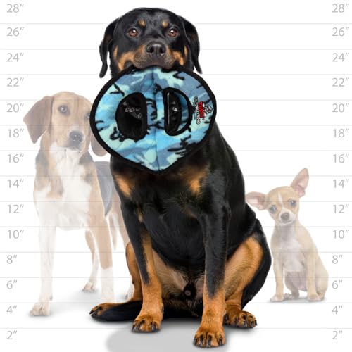 TUFFY- World's Tuffest Soft Dog Toy-Ultimate 3Way Ring-Camo Blue -Squeakers -Multiple Layers. Made Durable, Strong & Tough. Interactive Play (Tug, Toss & Fetch). Machine Washable & Floats - color: Camo Blue, style: 3-Way-Ring