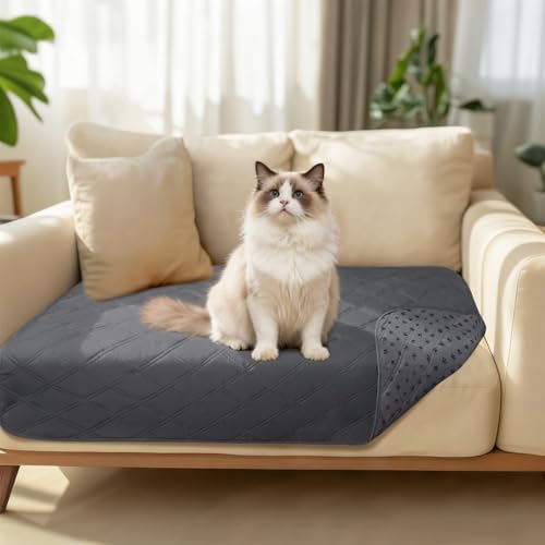 Luciphia 100% Waterproof Couch Cover Blanket for Dogs Anti-Slip Pet Couch Protector Sofa Mat Puppy Cat Blanket with Non-Slip Bottom, Grey, 30x53 Inch - color: Grey, size: 30" x53"