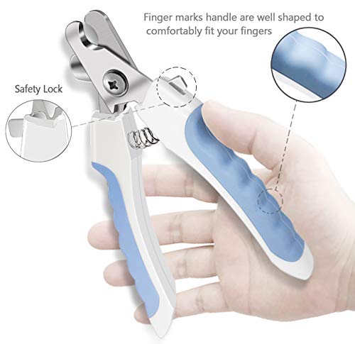 Pet Nail Clippers and Trimmers Set Safety Guard to Avoid Over Cutting Razor Sharp Blades Grooming Tool for All Small Large Dog Cat Blue - color: Blue