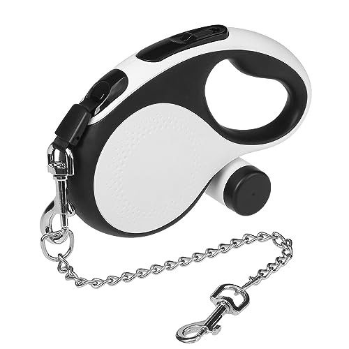 PUPTECK Retractable Dog Leash with Chew Proof Cable for up to 110lbs Small Medium Large Dogs, Heavy Duty Dog Leash for Daily Training Walking, White, 16ft - color: White, size: 16ft