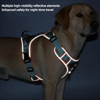 Chesoon Tactical Pet Harness Breathable Heavy Duty No Pull Reflective Control Handle Adjustable for Night Safe 49.6-99.2lb / 22.5-45.0kg Green XL - color: Green, size: XL