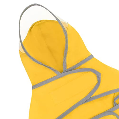 HDE Dog Raincoat with Clear Hood Rain Jacket Poncho for Small Medium Large Dogs Yellow - L - color: Yellow, size: Large