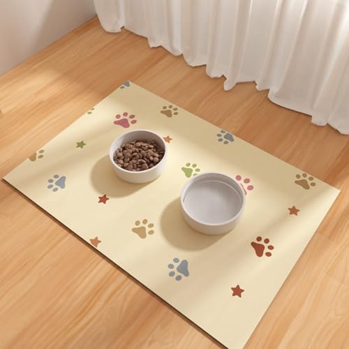 Dog Feeding Mat 16"x24", Absorbent Mat for Dog Water Bowl, Rubber Pet Food Mat, Pet Food Mats for Floor Waterproof, Pet Placemats for Food and Water, Cat Feeding Mat, Beige - color: Beige, size: 16"x24"