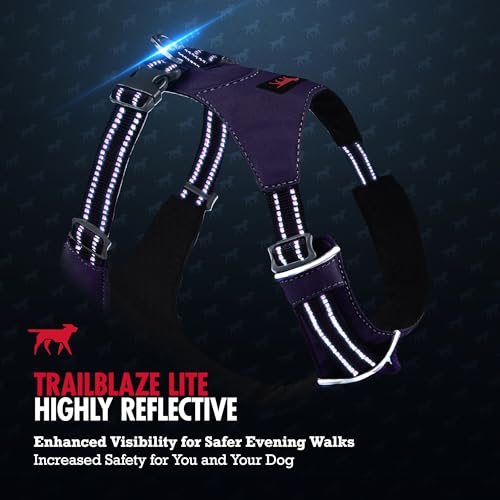 Tuff Pupper All-Day Wear Dog Harness | for Walking, Trail Running, Hiking | Front & Back Leash Clips | Reflective Trim | Easy On/Off Buckles | Lightweight Breathable | No Pull Design (XS, Purple) - color: Deep Purple, size: X-Small