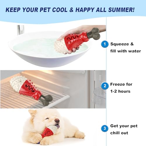 Natural Coffee Wood Dog Toy - Cooling Freezable TPR Teething Chew & Treat Dispensing Enrichment Toy - Sustainable for Small Medium Large Breeds (Red) - color: Red