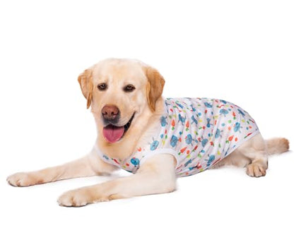 HDKUW Pet Clothes,Dog Summer T-Shirt Cool Breathable Sunscreen Dog Vest Clothes Outfit Costume for Medium Large Dogs Blue Rabbit XL - color: Blue Rabbit, size: XL