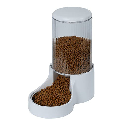 Automatic Cat Feeder, 3.8L Large Gravity Cat Food Dispenser with Detachable Top Lid, Visible Bottle and Stainless Steel Bowl for Pets (White) - color: White