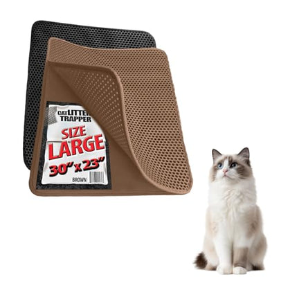 iPrimio Large Cat Litter Trapper Mat w/ Urine/Waterproof Layer - Larger Holes w/ Urine Puppy Pad Option - Cat Litter Mat, Light and Soft (Brown Color) - style: 30x23 - Brown