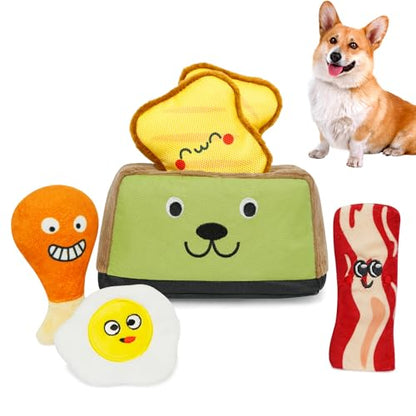 Hide and Seek Dog Toys, Squeaky Interactive Puzzle Dog Toys for Boredom and Stimulation, Dog Enrichment Toys for Small and Medium Dogs - Toaster - style: H-Toaster